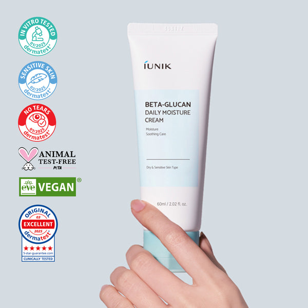 iUNIK Beta-Glucan Daily Moisture Cream Lekki krem nawilżający z beta glukanem, CICA i niacynamidem 60 ml